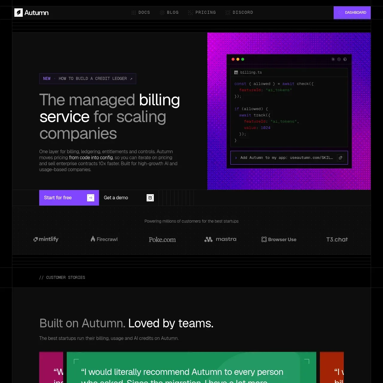 Autumn website screenshot