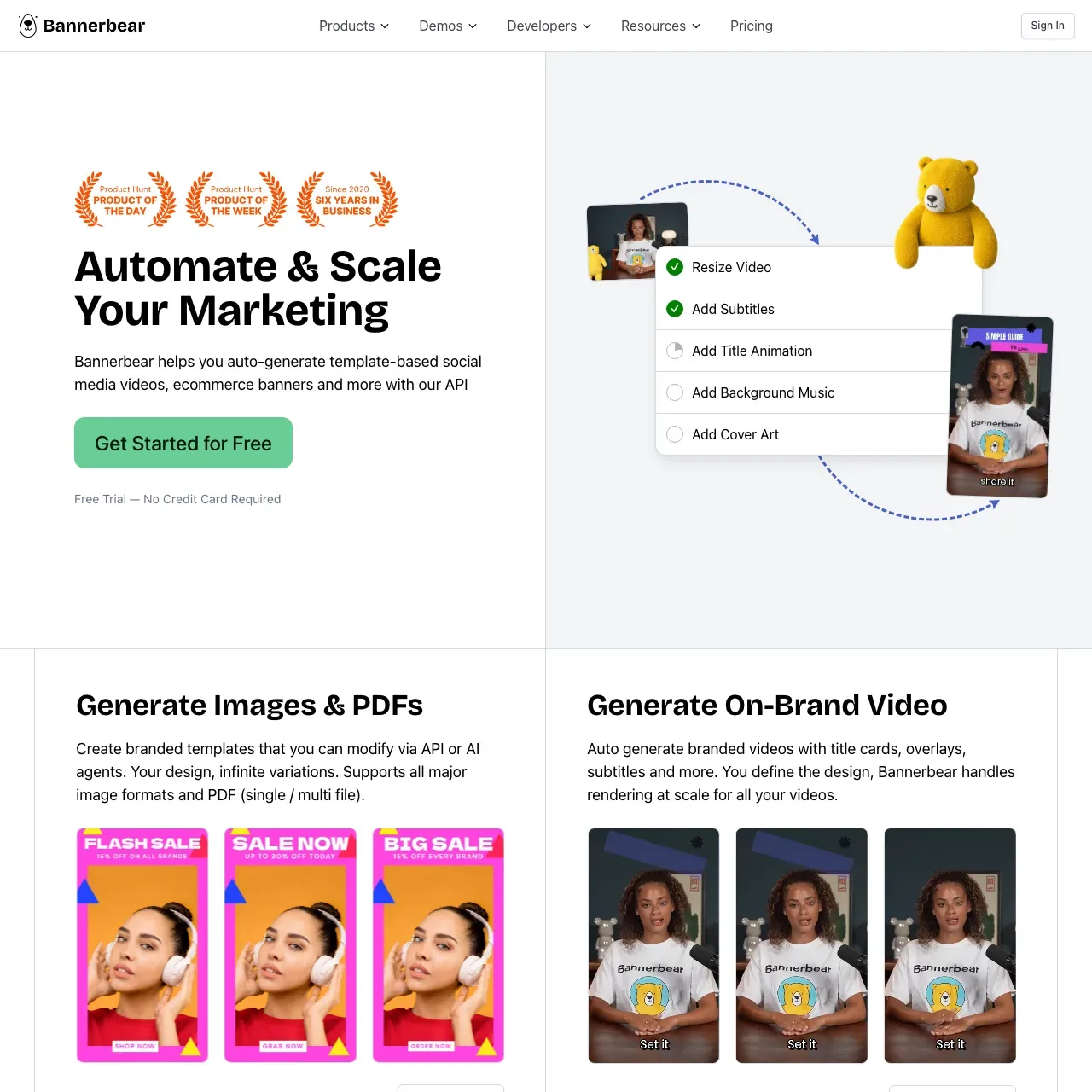Bannerbear website screenshot