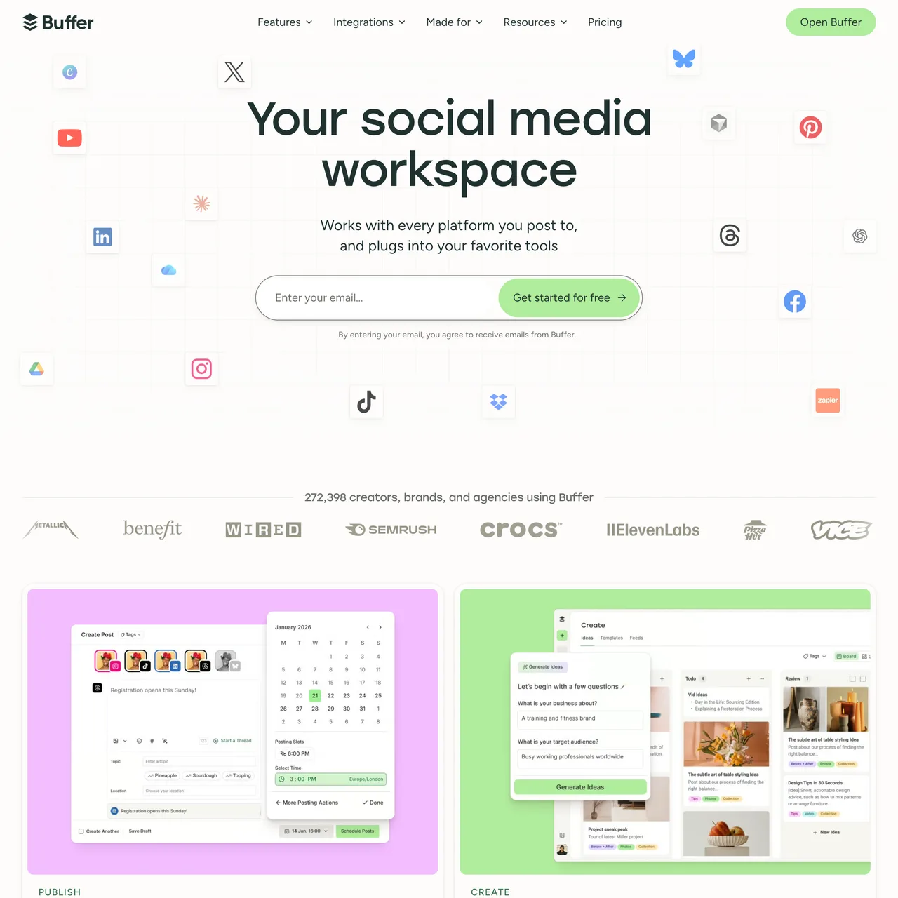 Buffer website screenshot