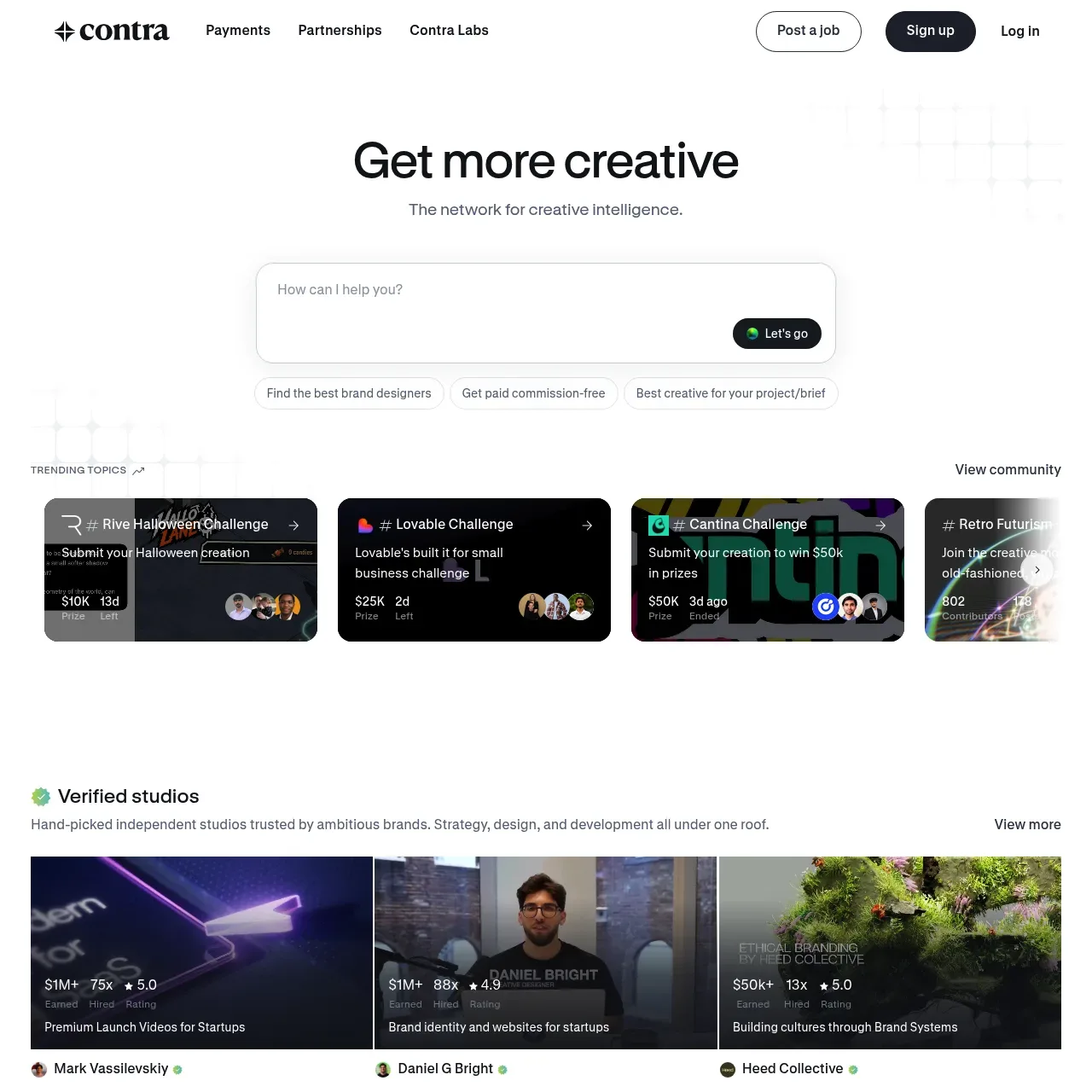 Contra website screenshot