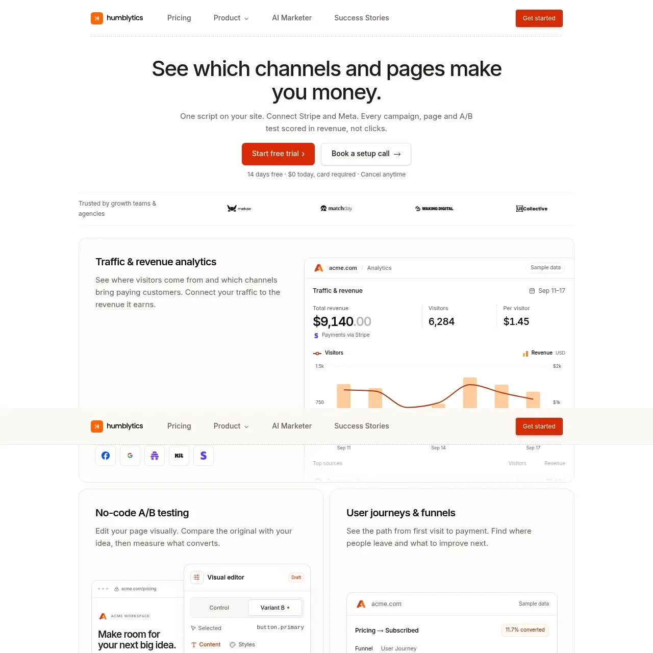 Humblytics website screenshot