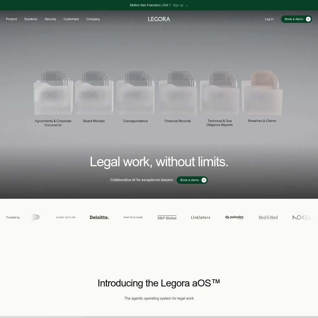 Legora website screenshot