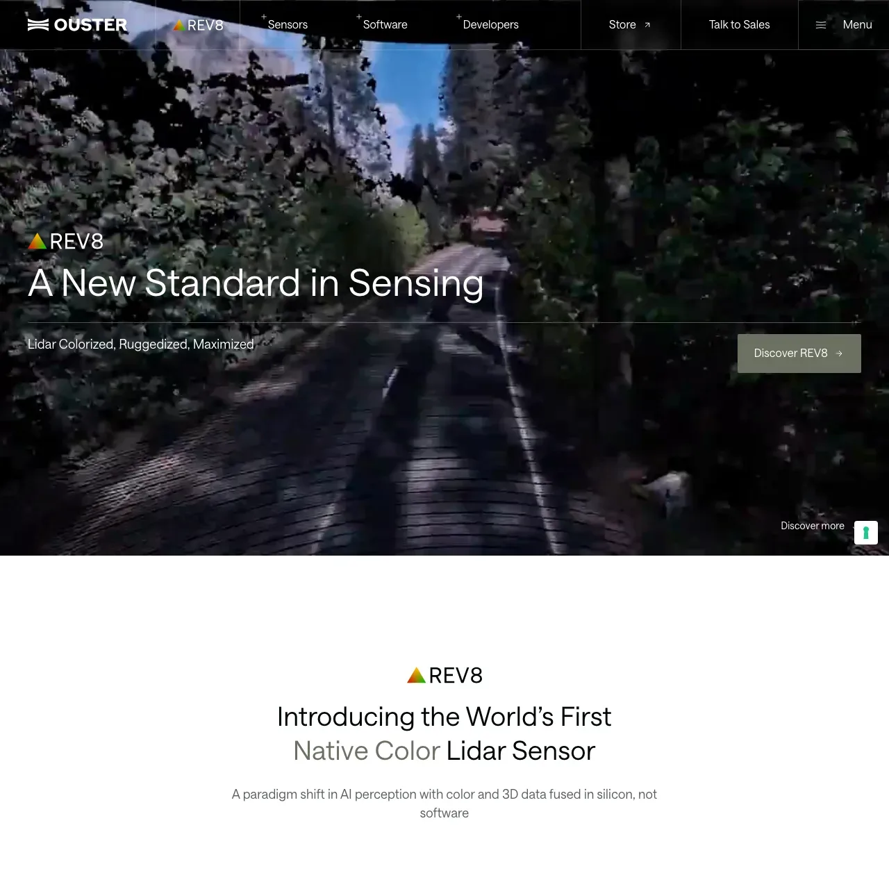Ouster website screenshot
