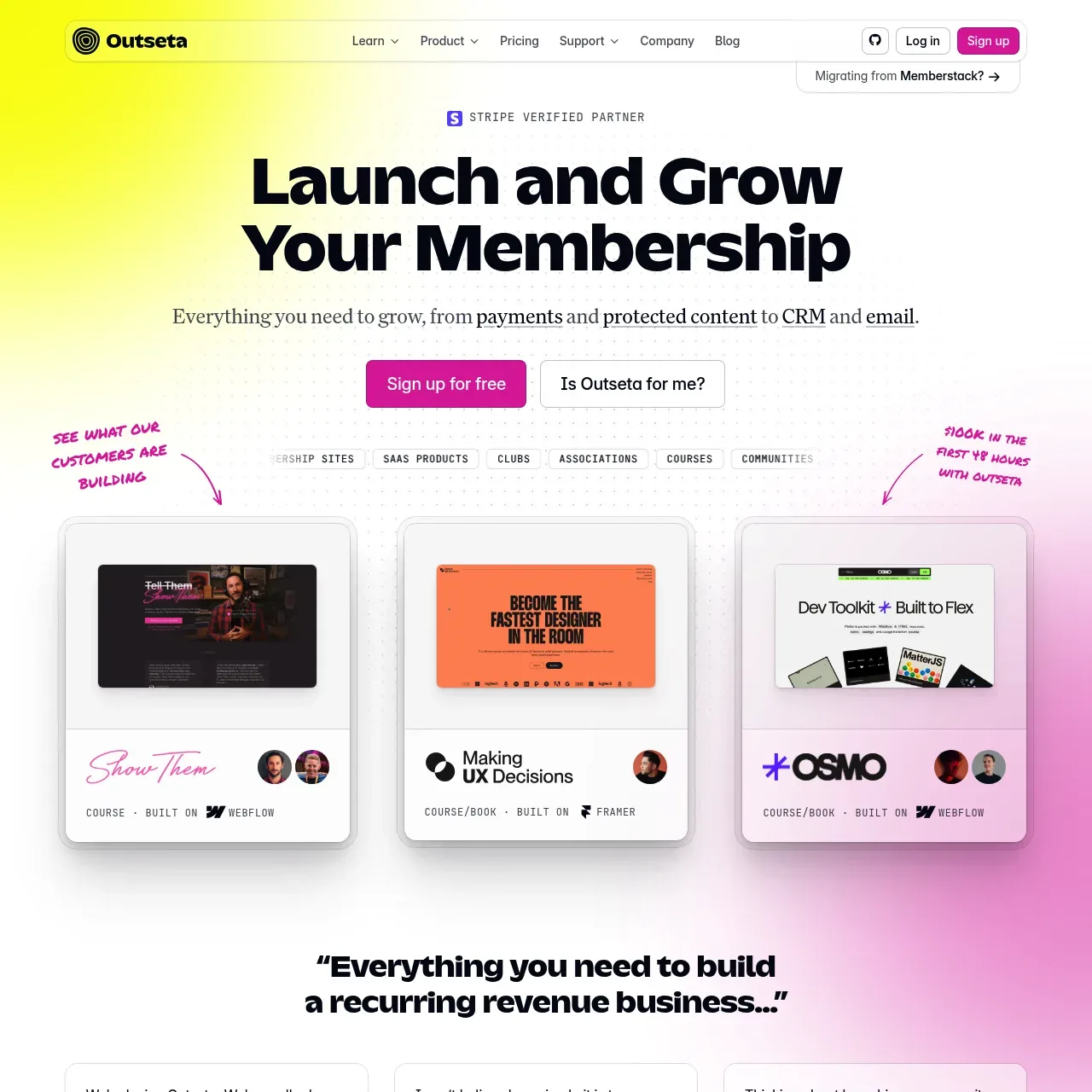 Outseta website screenshot