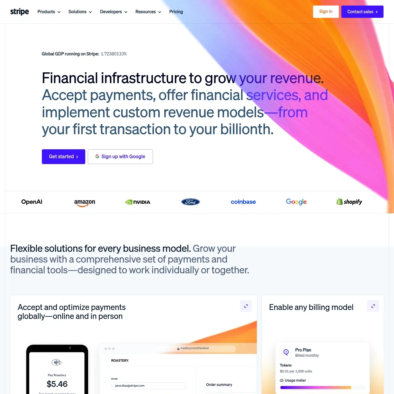 Stripe website screenshot